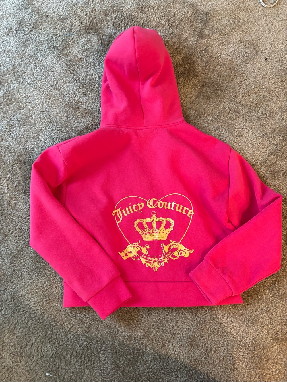 Juicy Couture Girls Bright Pink Hoodie with Gold Crest